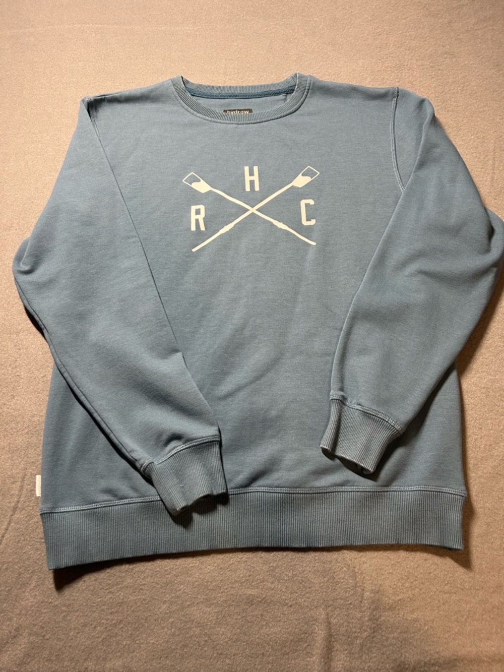 Men's Crewneck Sweatshirt with Crossed Oar Graphic - Dusty Blue